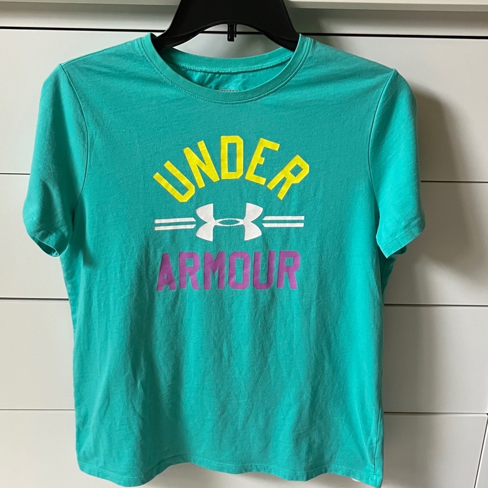 🏐 Under Armour Heat Gear Youth XL Aqua Blue Tee Shirt